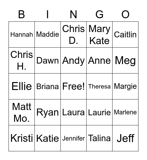 NH Staff Bingo Card