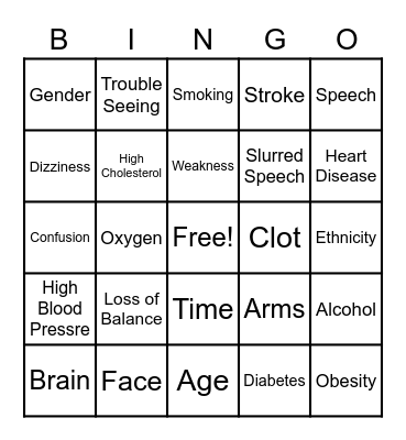 Stroke Bingo Card