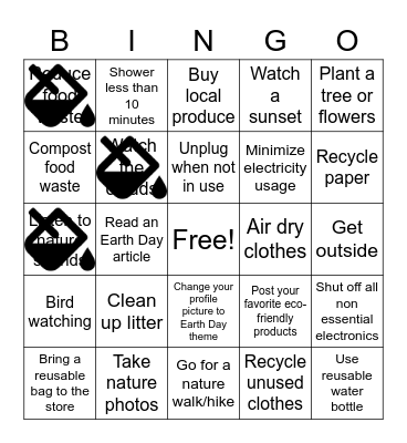 National Earth Day Bingo Card