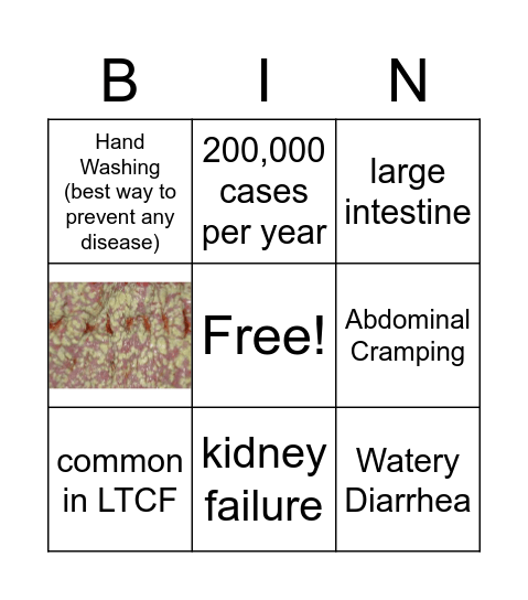 C. Difficile BIN Bingo Card