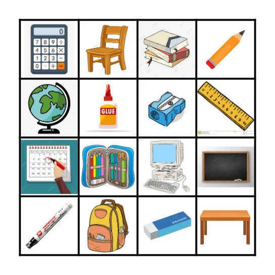 THINGS IN THE CLASSROOM 2 Bingo Card