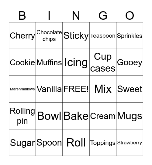 Baker bingo Card