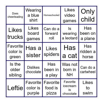 Friend Scavenger Hunt Bingo Card