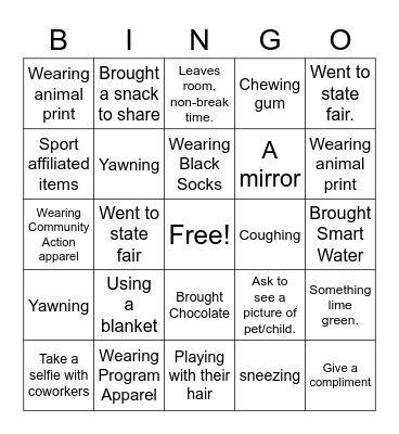 What will you see today? Someone .... Bingo Card