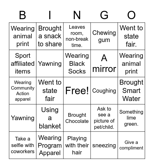 What will you see today? Someone .... Bingo Card