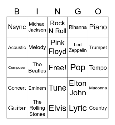 Bingo - Music Day Bingo Card