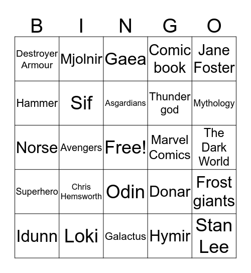 Thor Bingo Card