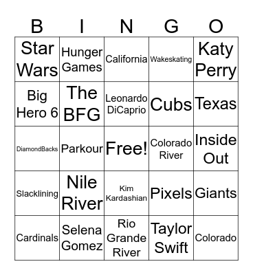 Non-Science Bingo Card
