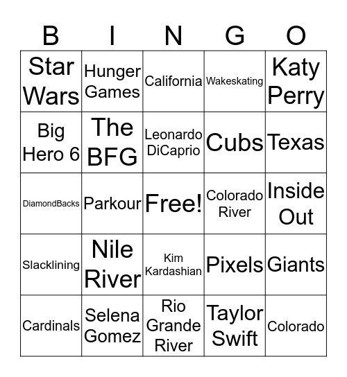 Non-Science Bingo Card