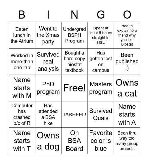 Biostat Bingo! Bingo Card