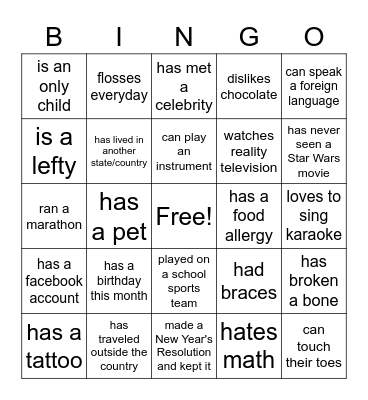 Staff Bingo Card