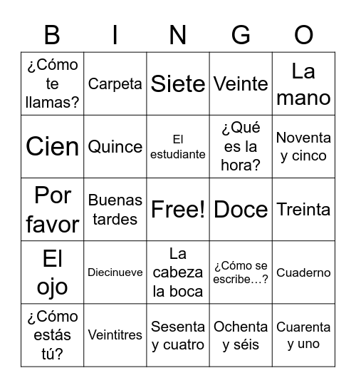 Repaso del capítulo 1 nivel uno Bingo Card