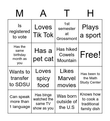Find Someone who... Bingo Card