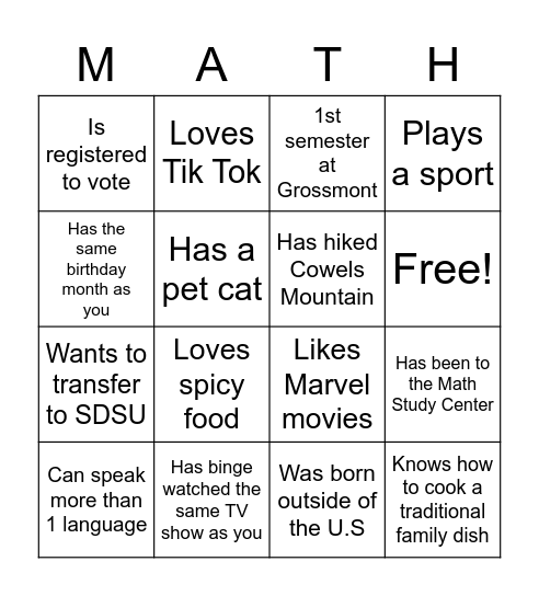 Find Someone who... Bingo Card
