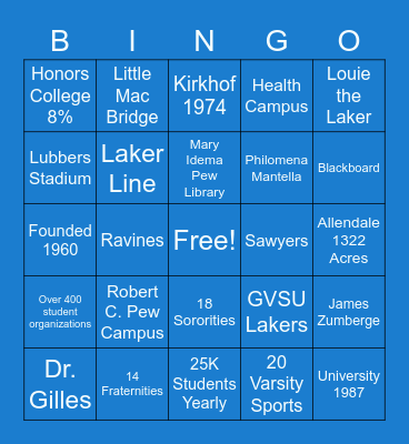 GVSU Bingo! Bingo Card