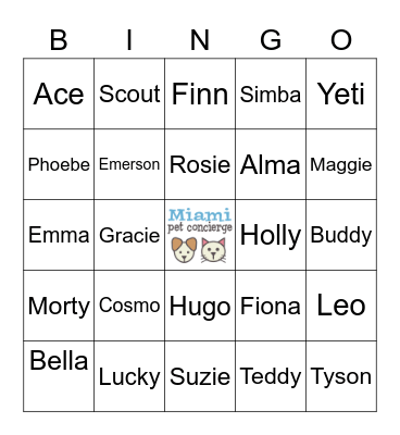 MPC Bingo - Dog Edition Bingo Card