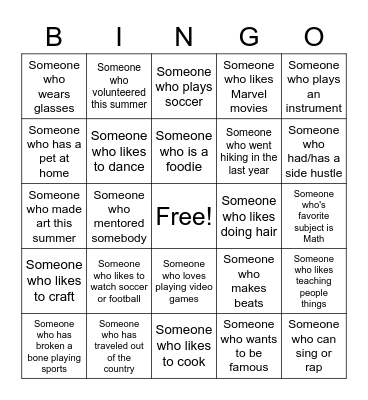 Human Bingo Card