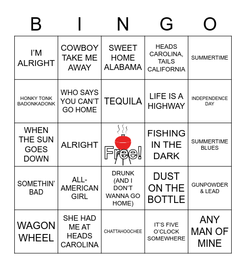 Country Cookout - Regular Bingo Card