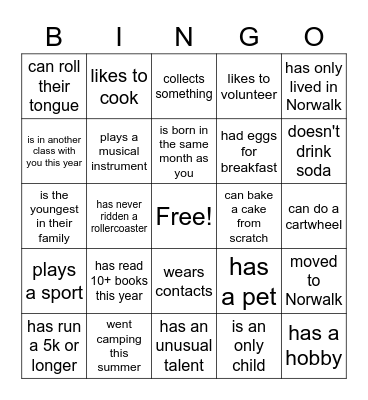 Find Someone Who... Bingo Card
