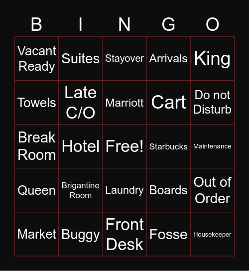 Courtyard Shippensburg Bingo Card