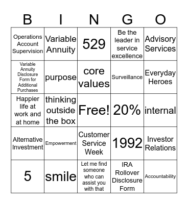 CUSTOMER SERVICE WEEK BINGO Card