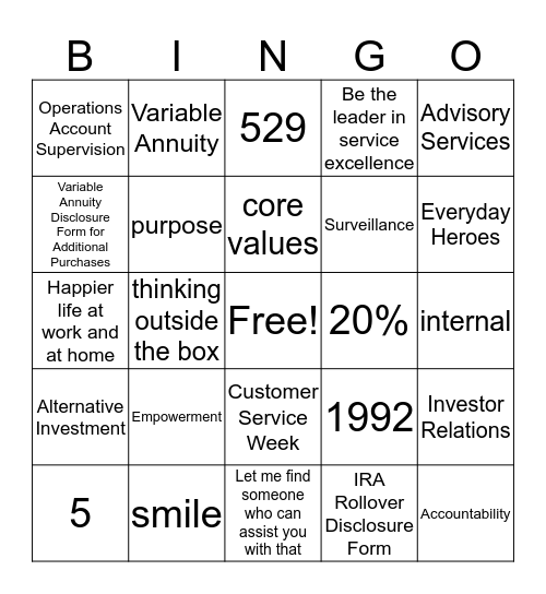 CUSTOMER SERVICE WEEK BINGO Card