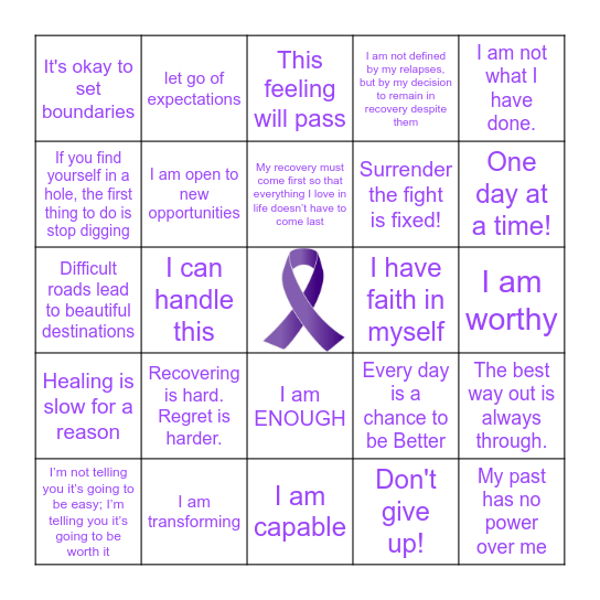 Recovery Month Bingo! Bingo Card