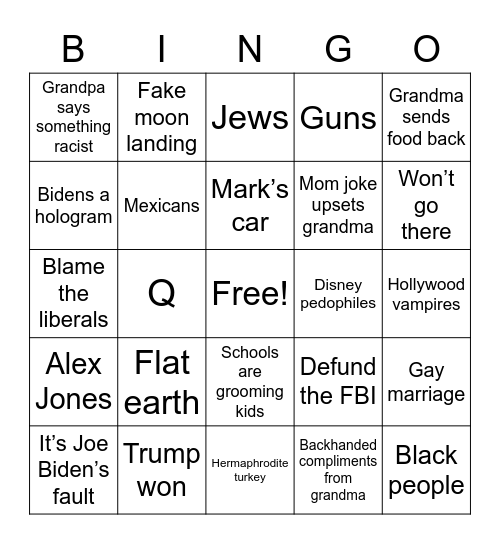 Grandma’s Birthday Dinner Bingo Card