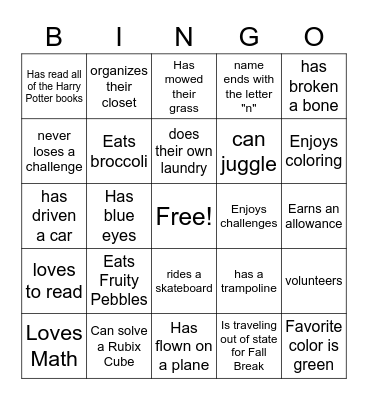 Find Someone Who Bingo Card
