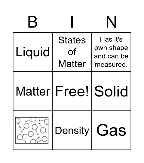 States of Matter Bingo Card