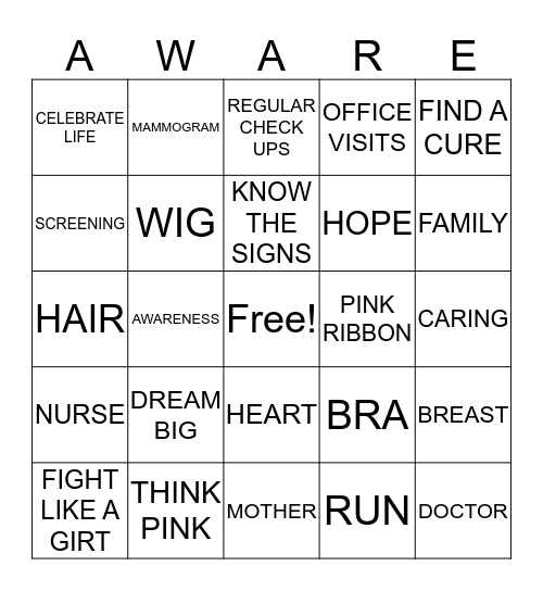 BREAST CANCER Bingo Card