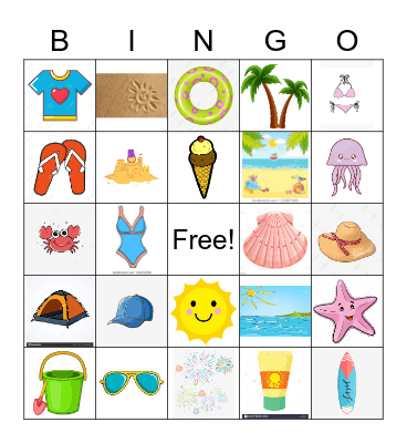 Summer Words Bingo Card