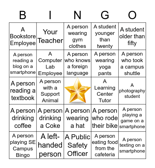 Southeast Campus Bingo Card