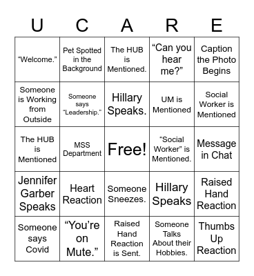 MSS Department Fun Bingo Card