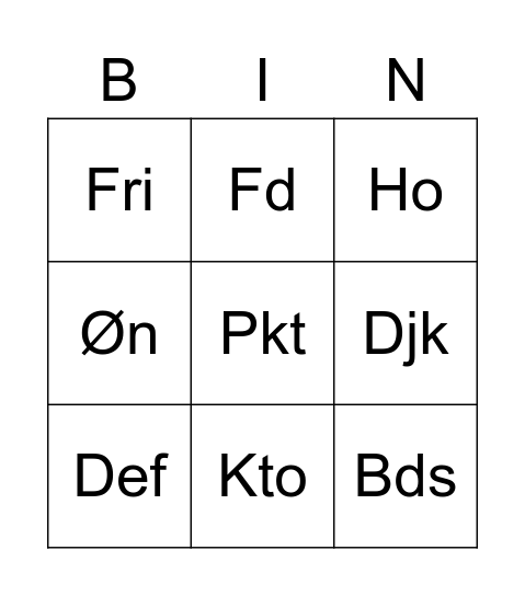 Sommerfest, Teknikken Bingo Card