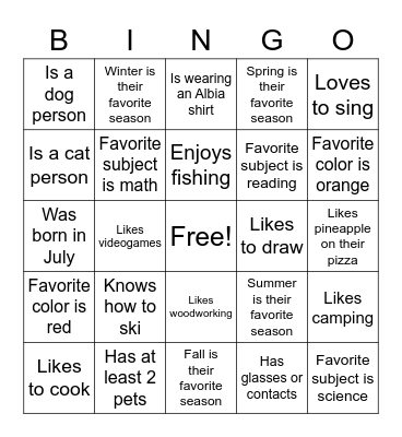 Find Someone Who... Bingo Card