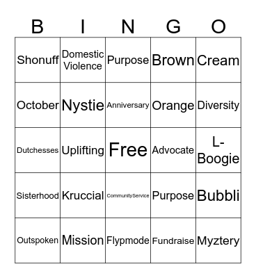 Grand Dutchesses' Bingo! Bingo Card