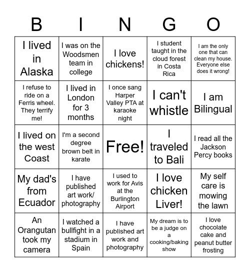 HES BINGO! Bingo Card