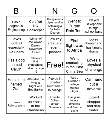 PTRWED Bingo Card