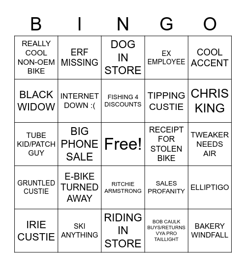 BIKANSKI BINGO Card