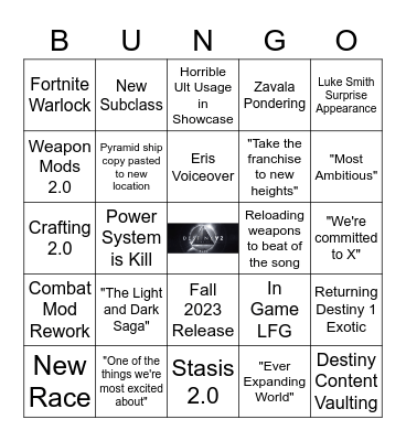 Bungo Bingo Card