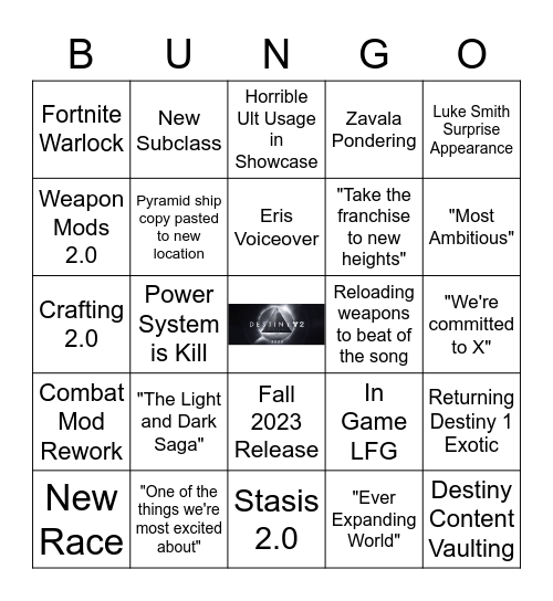 Bungo Bingo Card