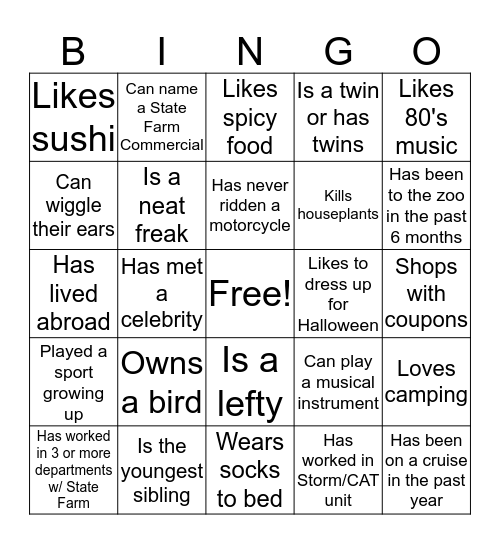 AFS Bingo Card