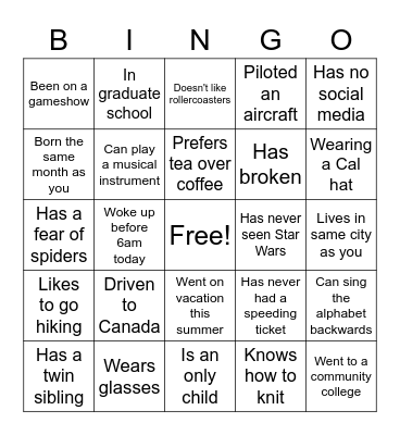 P&C All Hands Event BINGO Card