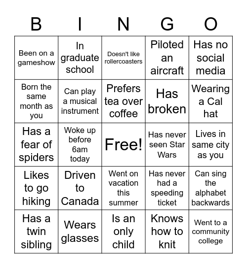 P&C All Hands Event BINGO Card