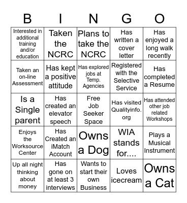 Employment        BINGO Card
