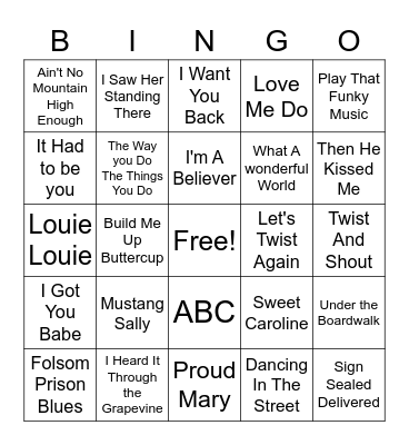 Music Bingo Card