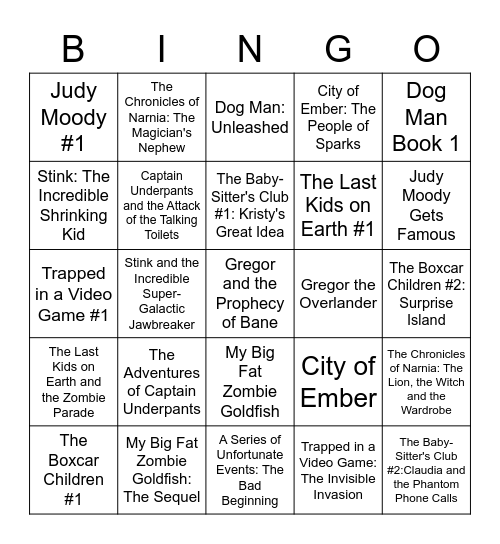 Book Bingo: Series Bingo Card