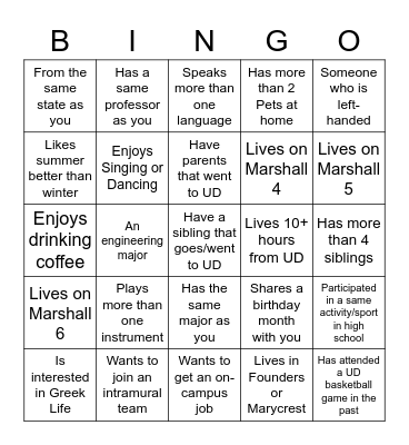 Get To Know WISE Bingo Card
