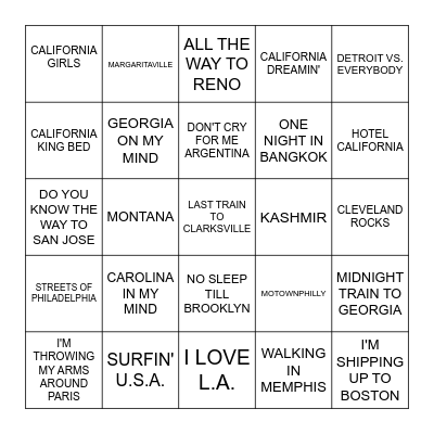 GEOGRAPHY Bingo Card